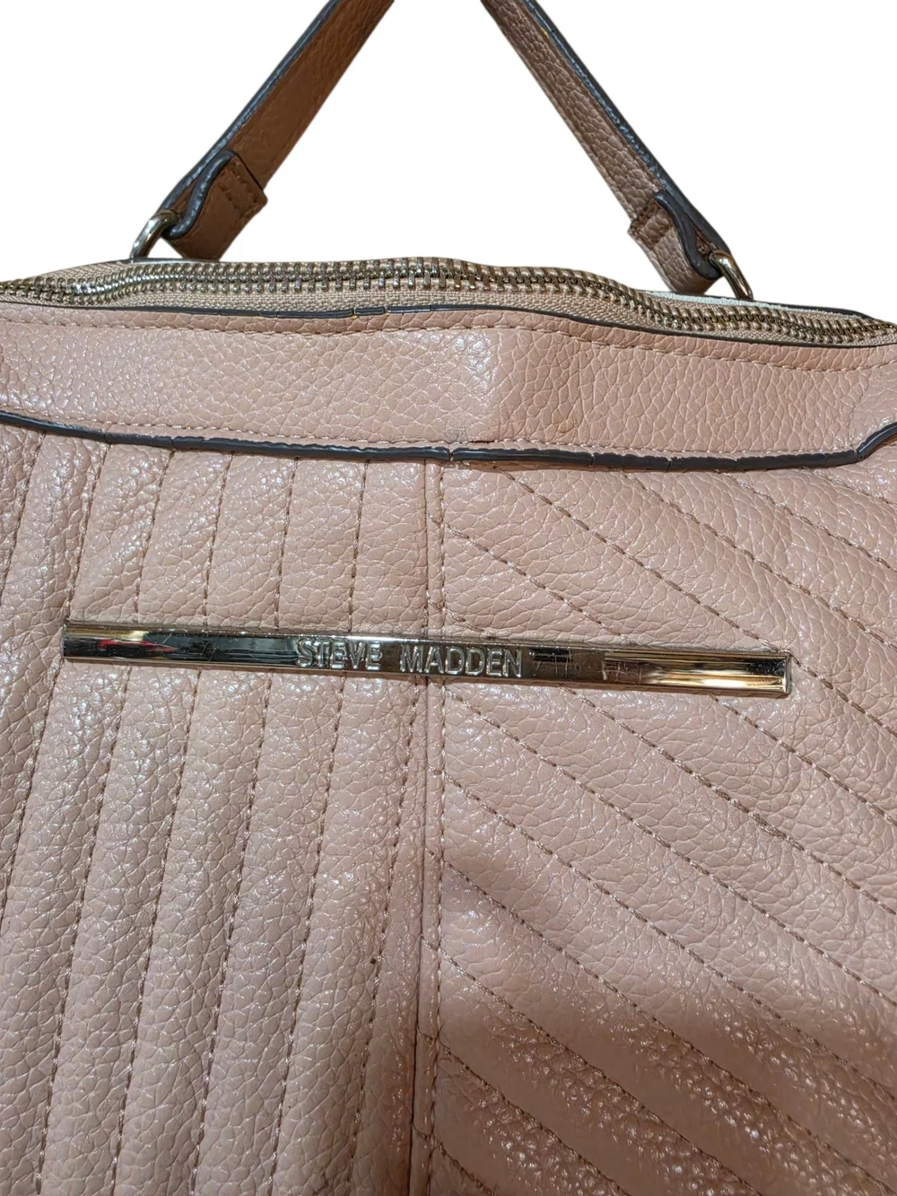 Steve Madden Blush Pink Quilted Backpack Purse Faux Leather Laptop Travel Bag
